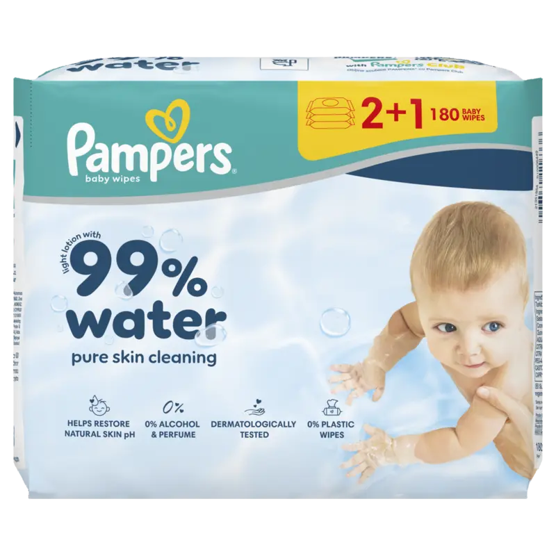 Pampers 99% water baby wipes 3-pack
