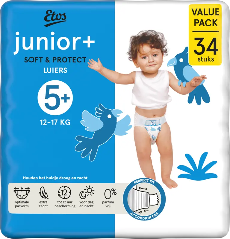 Etos Junior+ soft & protect luiers maat 5+
