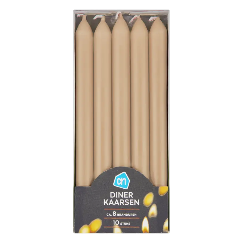 Dinerkaarsen beige 8 uur