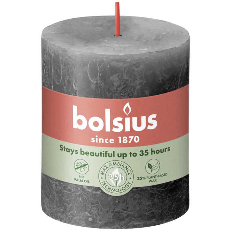 Bolsius Rustieke kaars antraciet 8cm