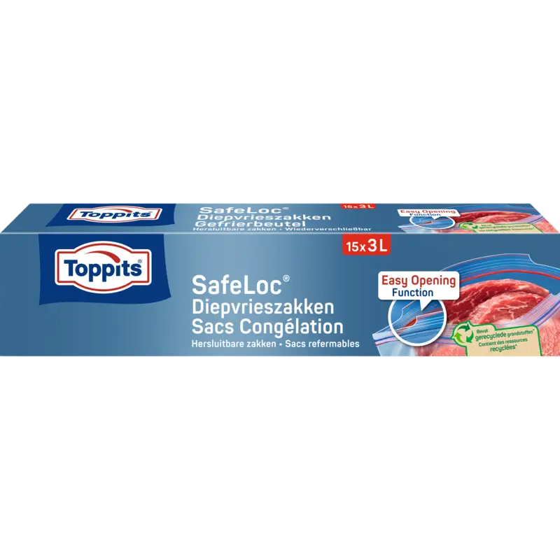 Toppits Safeloc diepvrieszakken 3 liter