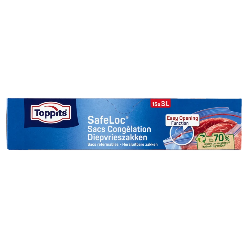 Toppits Safeloc Zip Diepvrieszakken 3L