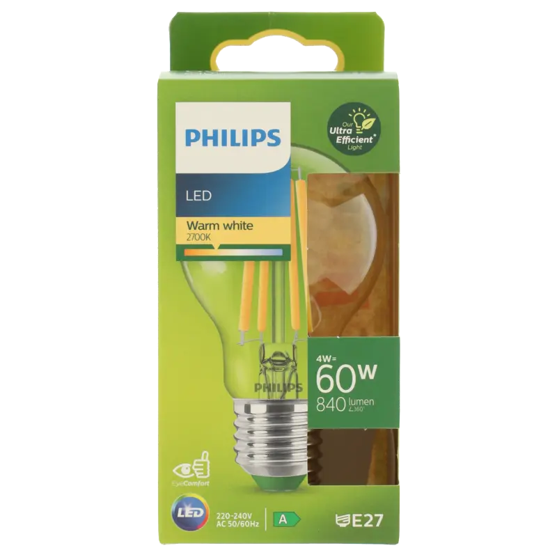 Philips Led fil standaard E27 60W helder