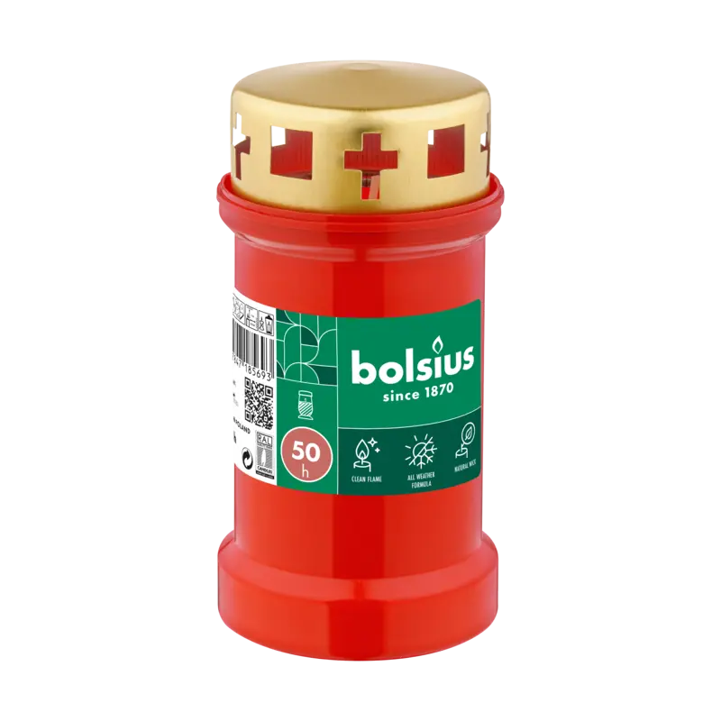 Bolsius Herdenkingslicht met deksel rood
