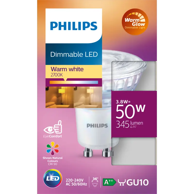 Philips Led spot GU10 50W dimbaar