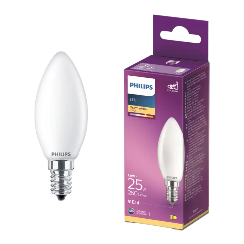 Philips Led fil kaars mat E14 25W