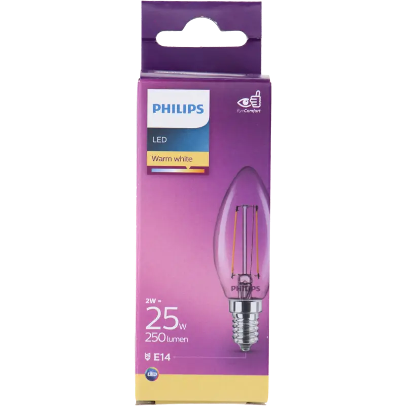 Philips Led fil kaars helder E14 25W