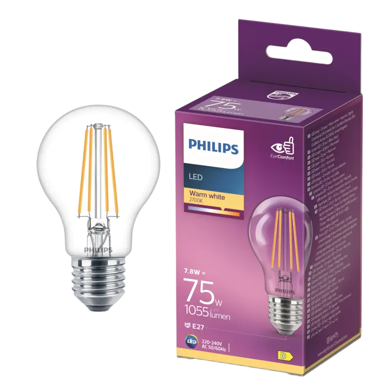 Philips Led fil standaard helder E27 75W