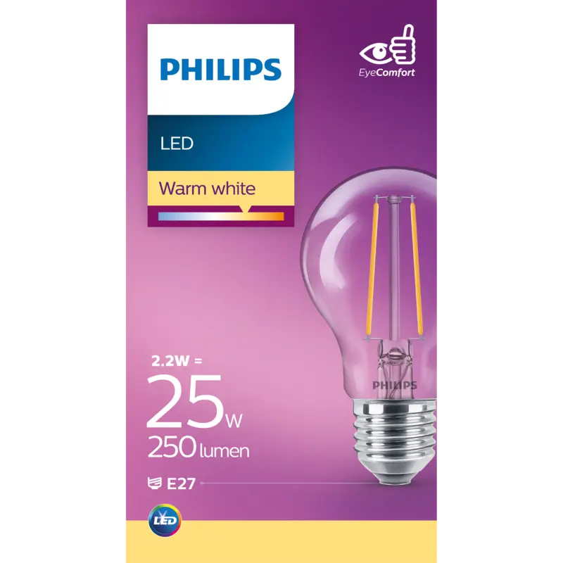 Philips Led fil standaard helder E27 25W