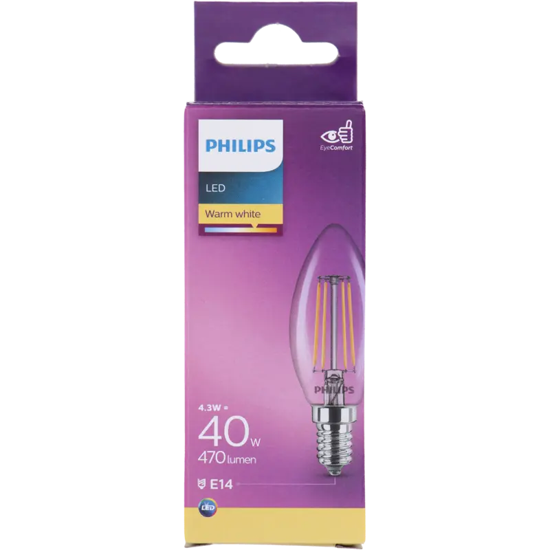 Philips Led fil kaars helder E14 40W