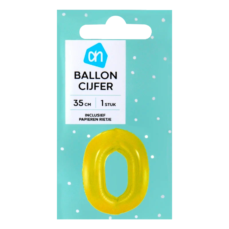 Folieballon nr 0 goud 36cm