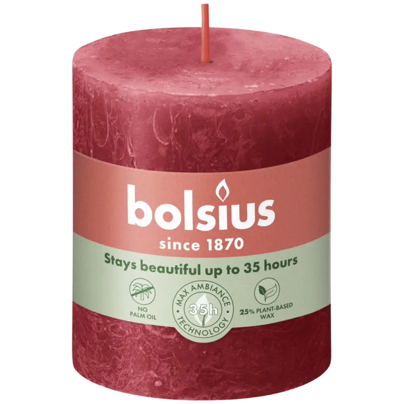 Bolsius Rustieke kaars 8cm rood