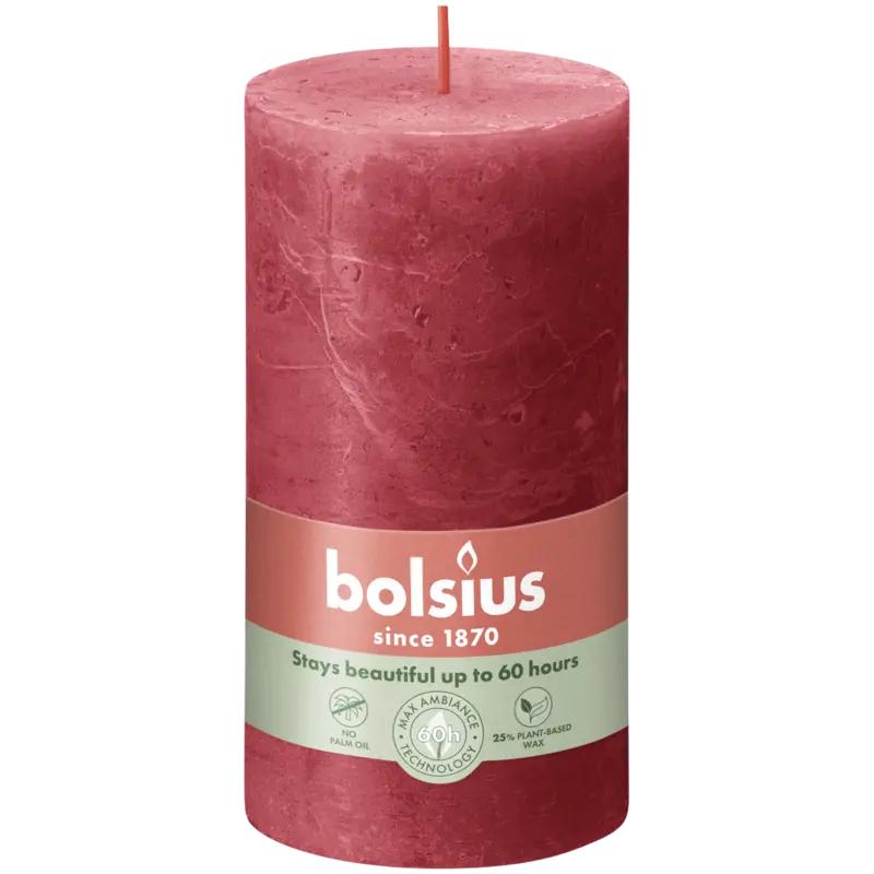 Bolsius Rustieke kaars 13cm rood