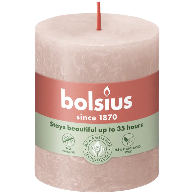 Bolsius Rustieke kaars 8cm misty pink