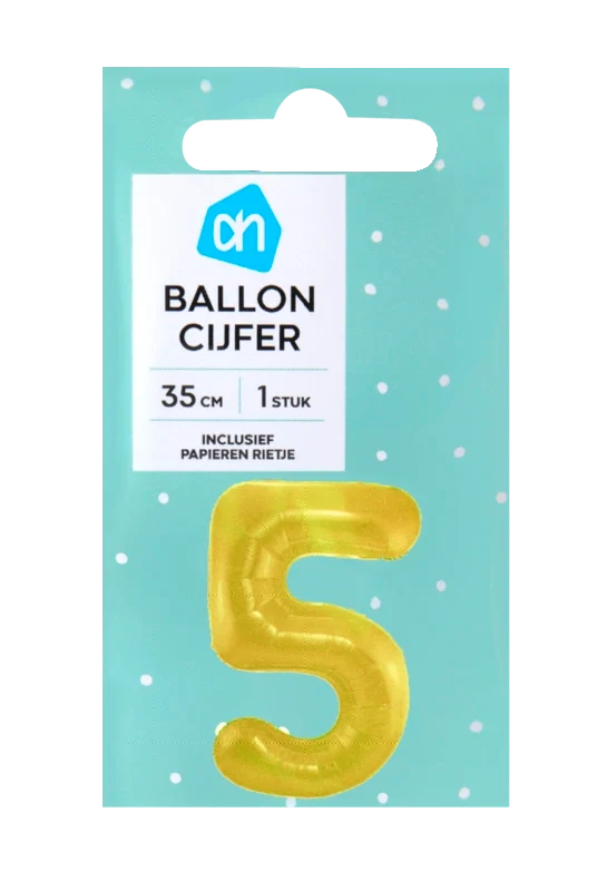 Folieballon nr 5 goud 36cm