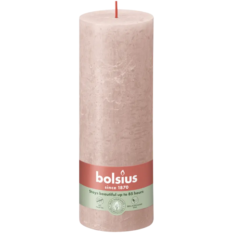 Bolsius Rustieke kaars 19cm misty pink
