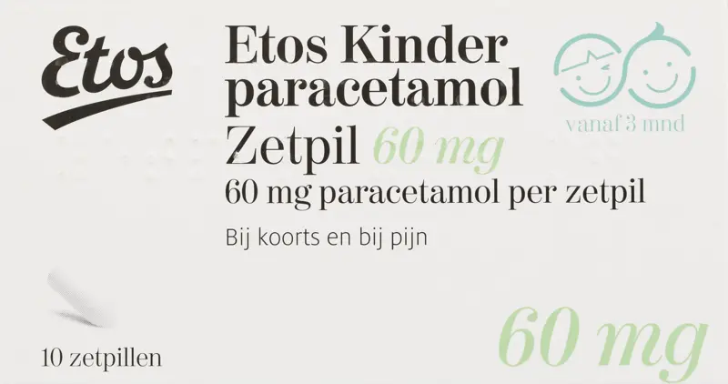 Etos Kinderparacetamol zetpillen 60 mg