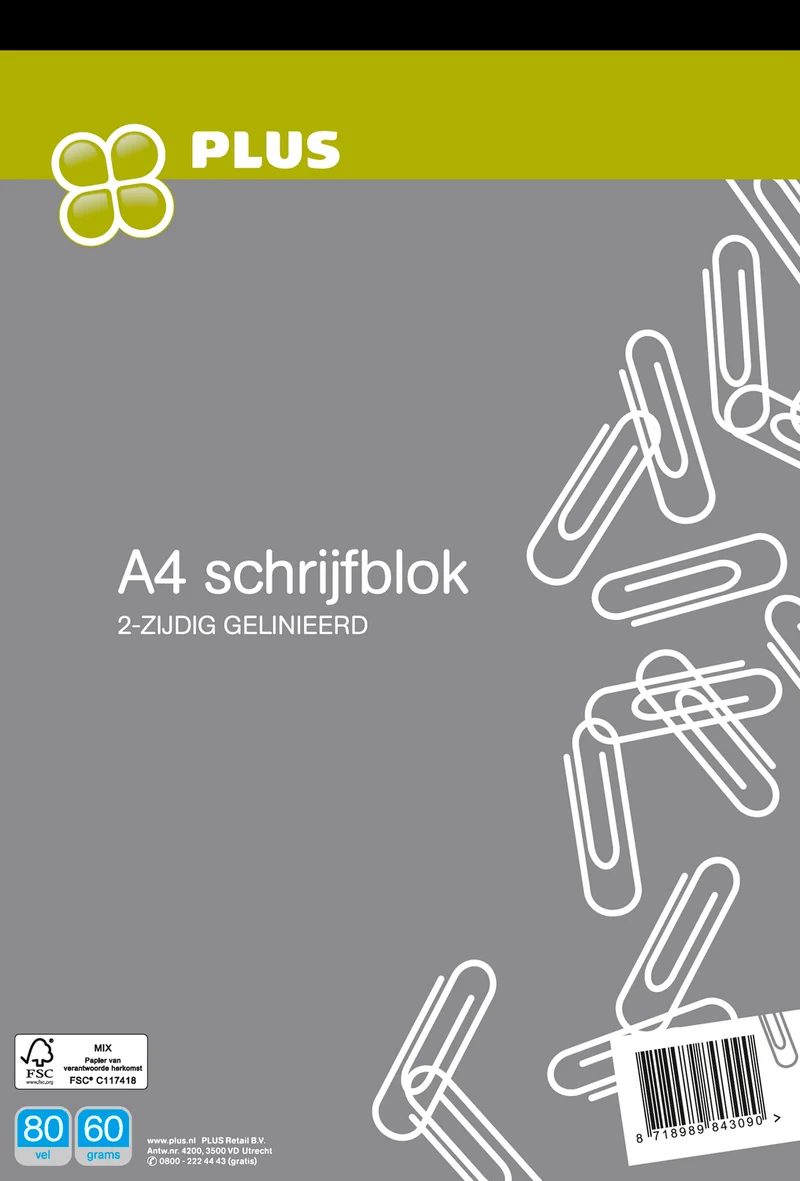 Schrijfblok A4 80 vel FSC