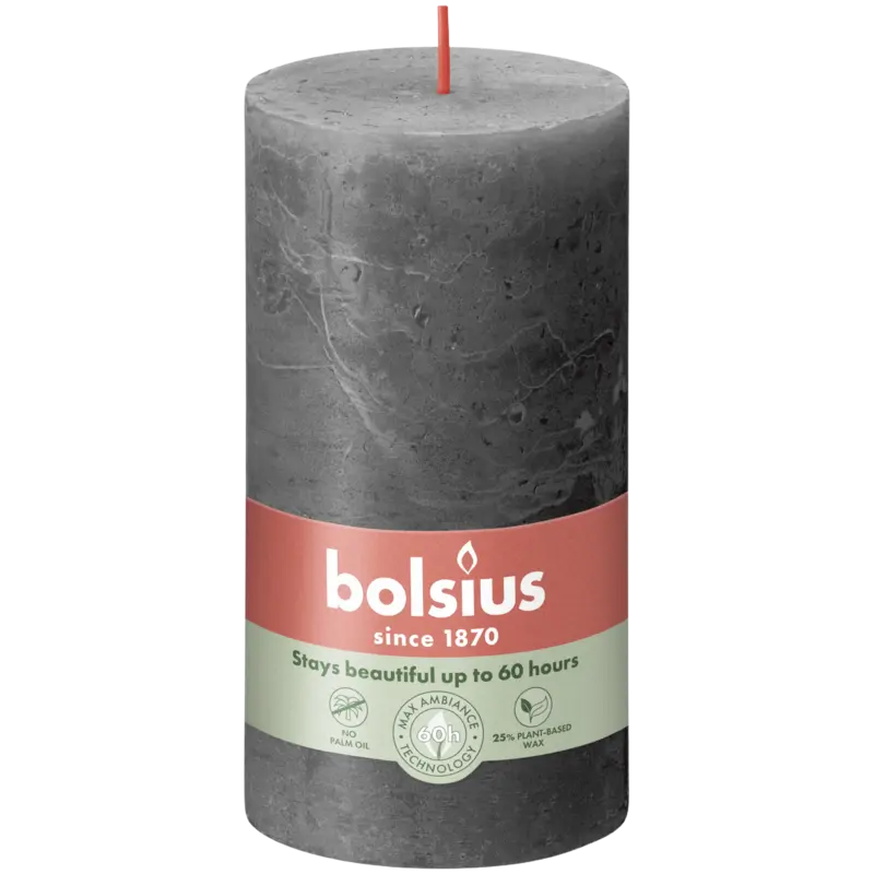 Bolsius Rustieke kaars antraciet 13cm