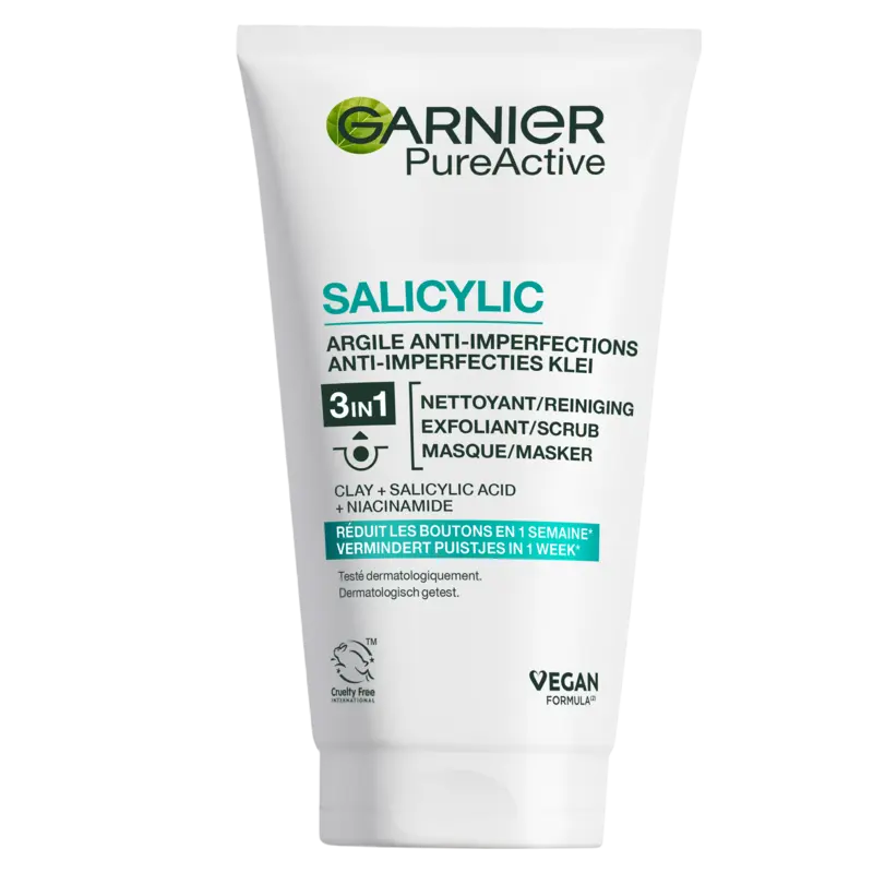 Garnier Pureactive 3-in-1 klei gezichtsmasker