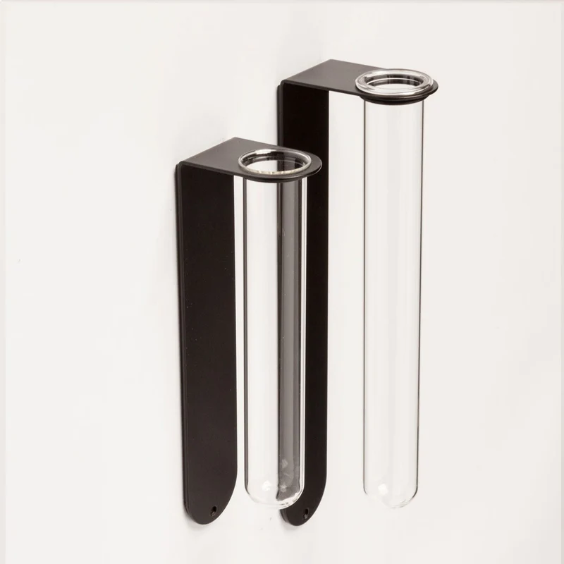 Magnetisch bloemenvaasje glas - zwart - small