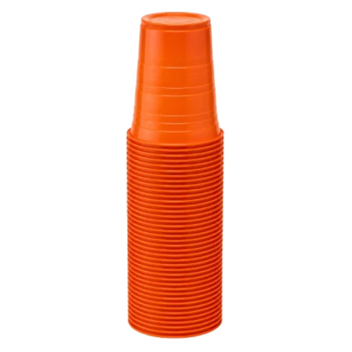 Bekers plastic oranje – 50 stuks (200 ml)