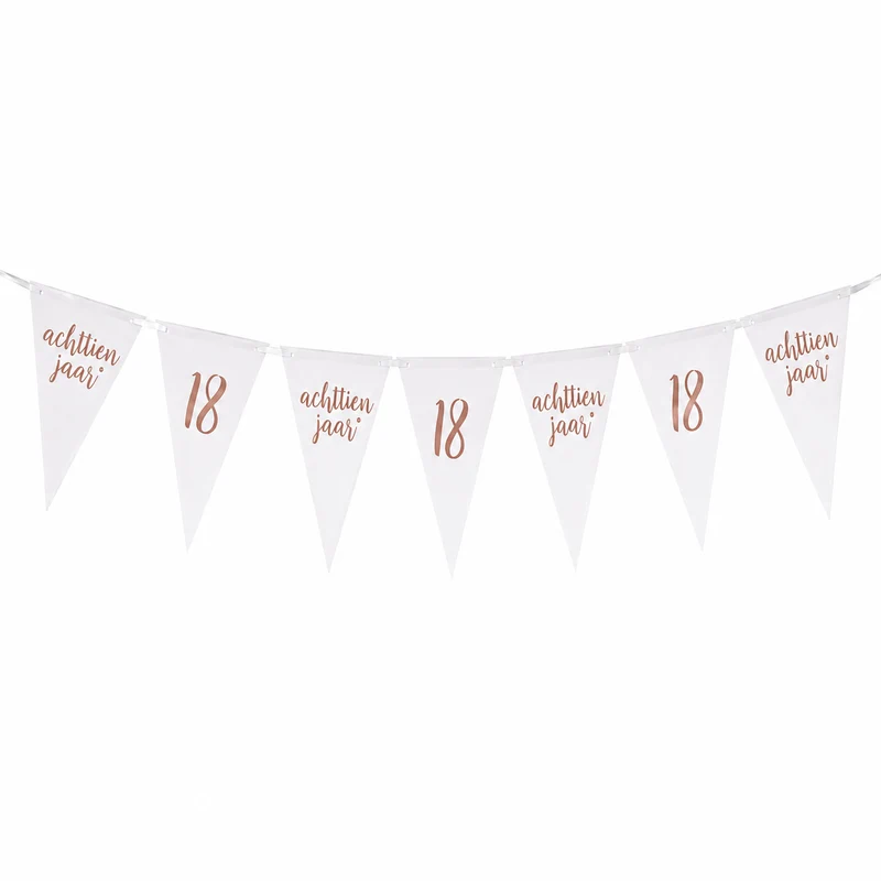 Vlaggenlijn 18 jaar wit/roségoud - 4m