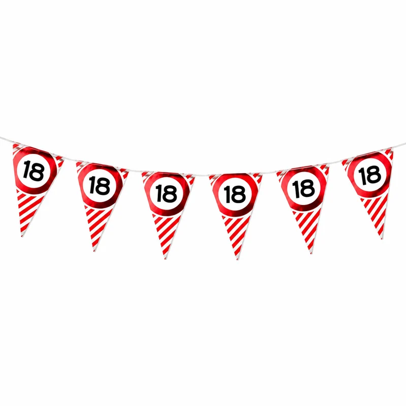 Vlaggenlijn 18 jaar rood/wit - 3m