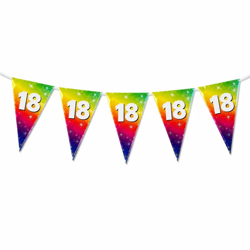 Vlaggenlijn regenboog 18 jaar - 6m (15 vlaggen)