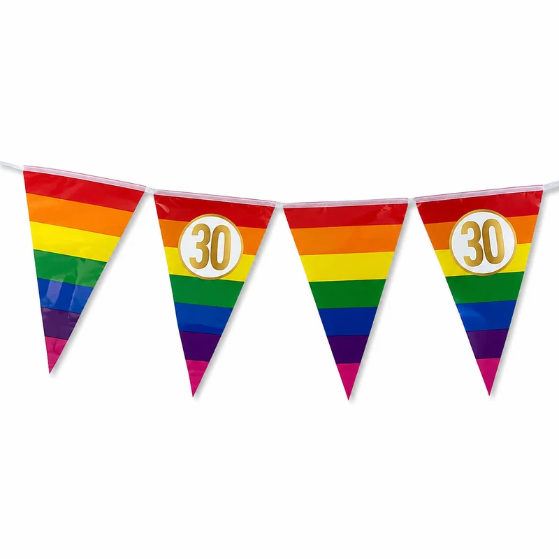 Vlaggenlijn regenboog goud 30 jaar - 5m (15 vlaggen)