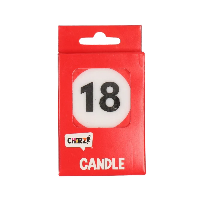 Taartkaarsje 18 rood/wit – 1 stuk