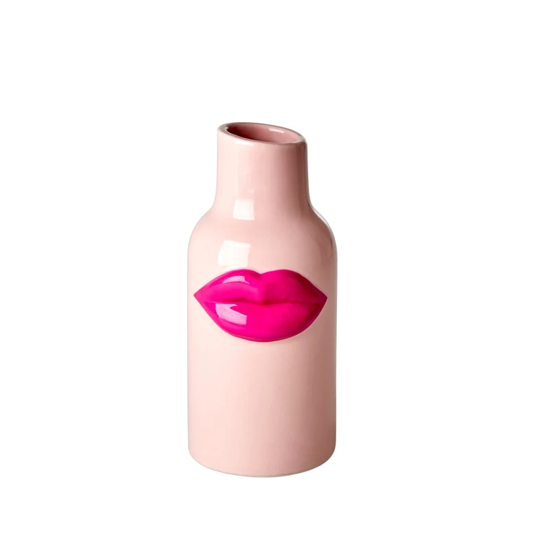 Vaas Keramiek met lippen - Roze - S