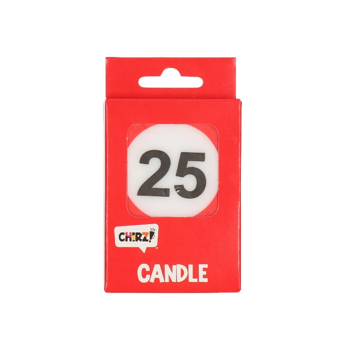 Taartkaarsje 25 rood/wit – 1 stuk
