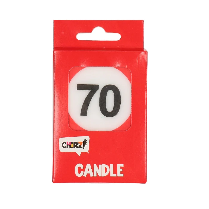 Taartkaarsje 70 rood/wit – 1 stuk
