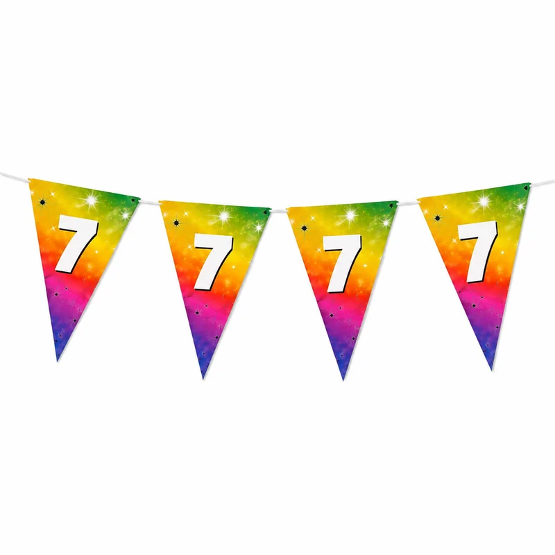 Vlaggenlijn regenboog 7 jaar - 6m (15 vlaggen)