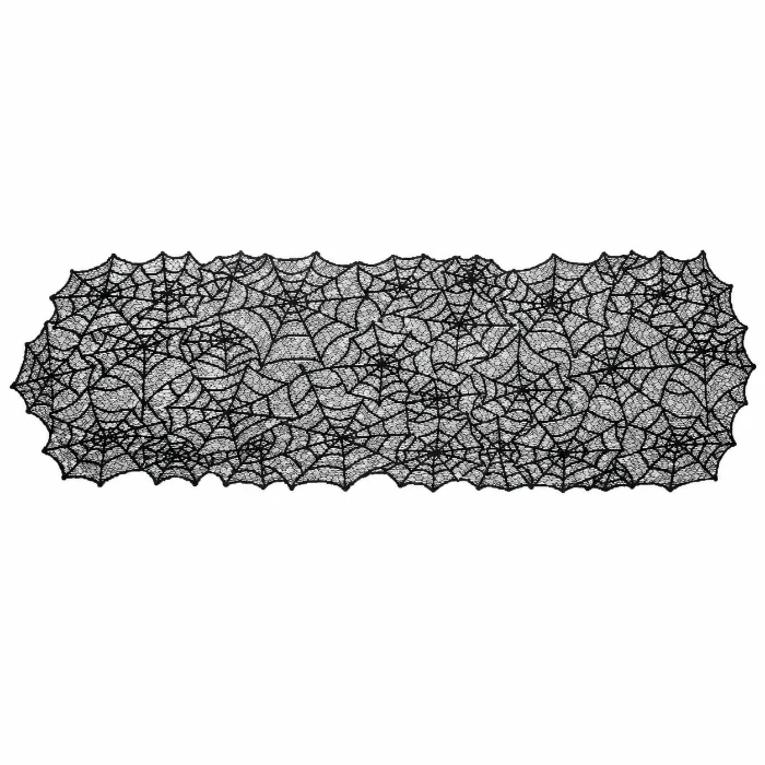 Tafelloper Halloween spinnenwebben zwart 33 x 183cm