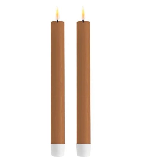 Led dinerkaars karamel 24cm - 2 stuks - Deluxe Homeart