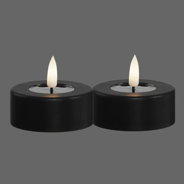 Groot led theelicht zwart - 2 stuks - Deluxe Homeart