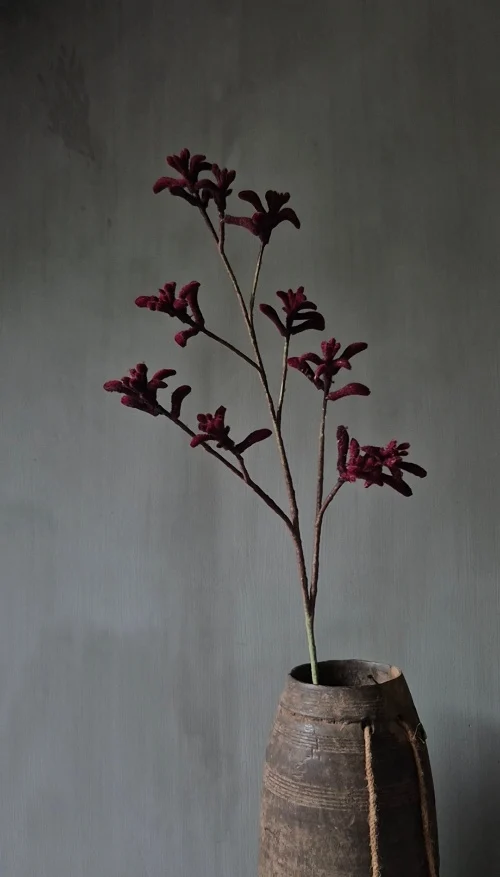 Kangoeroepoot kunstbloem bordeauxrood - 85 cm