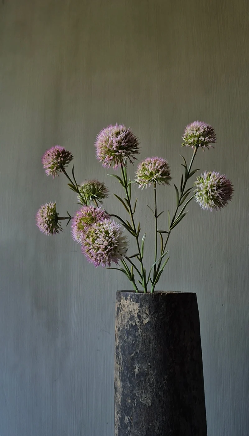 Kunstbloem allium donkerroze - 47 cm