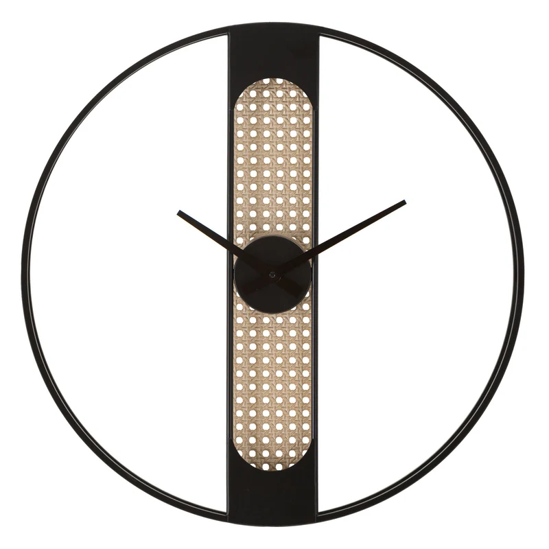 Ronde metalen wandklok zwart en beige Ø 60x5 cm