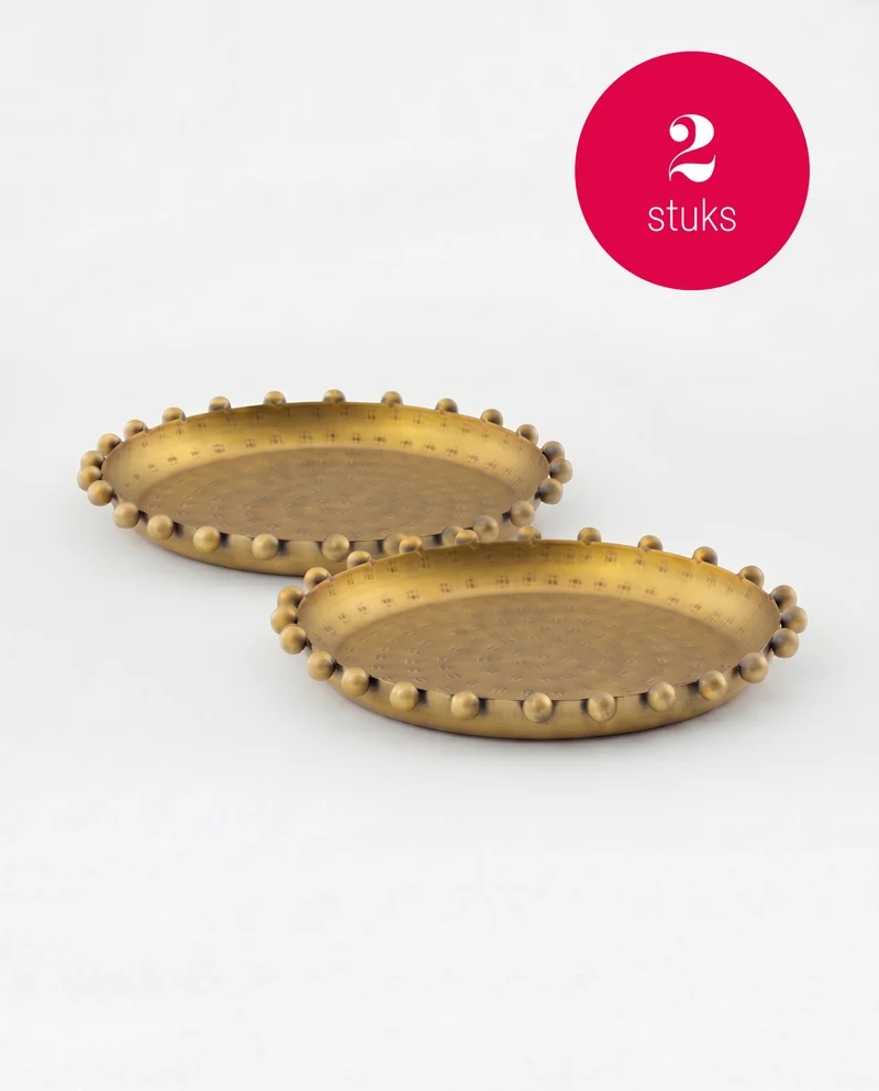 vtwonen - Decoratieve dienbladen - Metaal - Goud - 13.5 x 2 cm - Set van 2