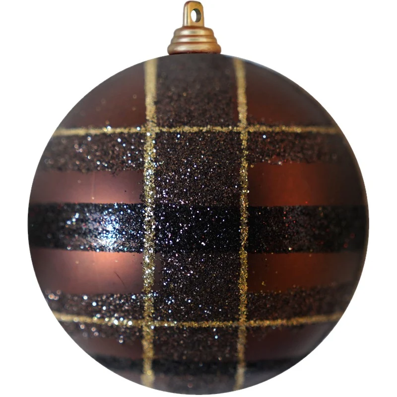 Kerstbal patroon 15 cm bruin