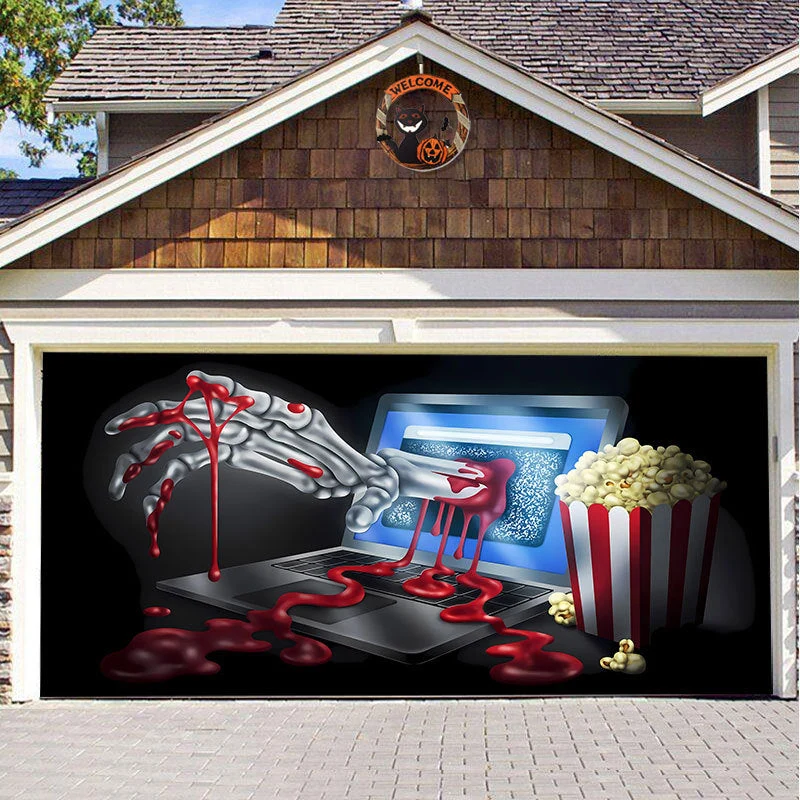 Halloween Garagedeur Decoratie - Griezelige Sfeer voor Buiten