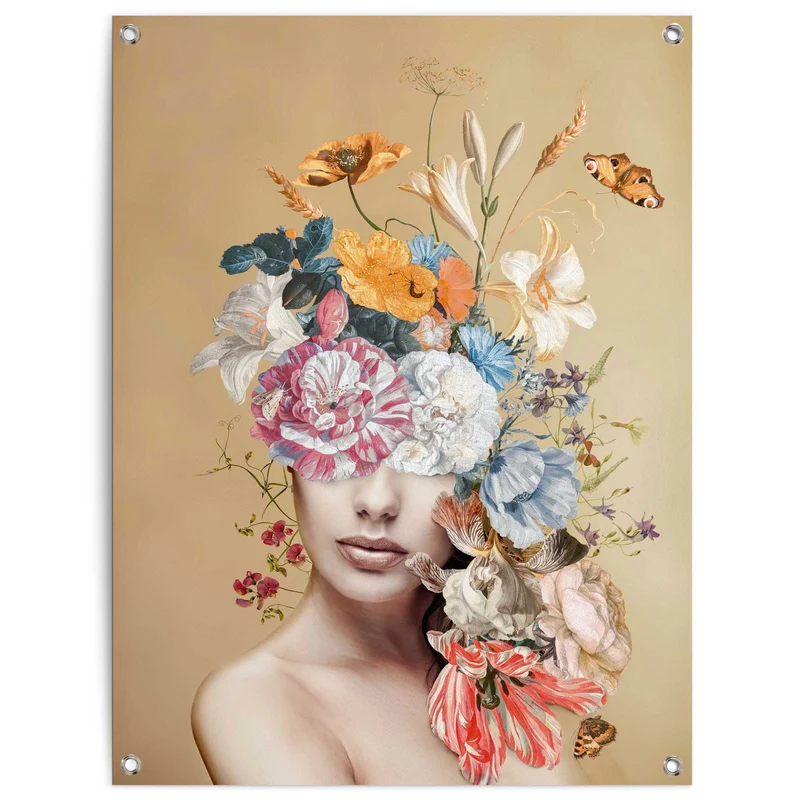 Reinders tuinposter Vrouw met bloemen - 80x60cm