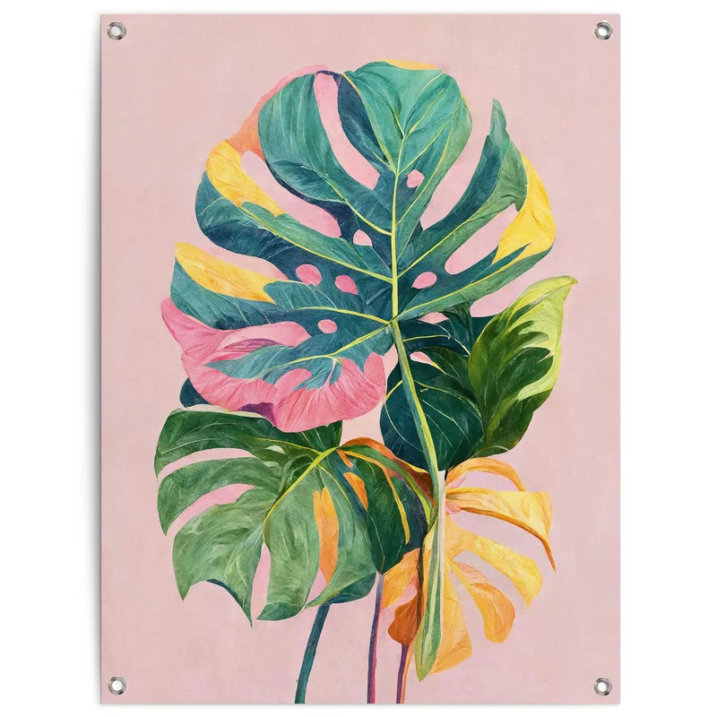 Reinders tuinposter Monstera bladeren - 80x60cm