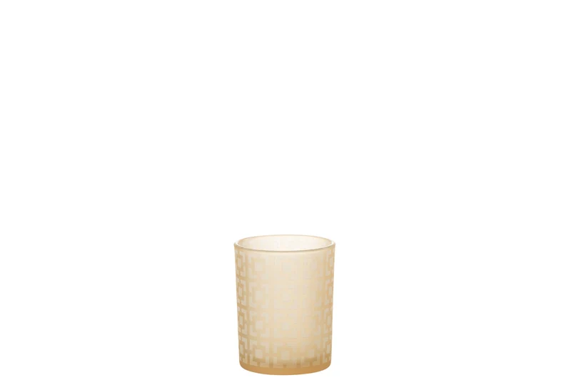 J-Line windlicht Vierkanten - glas - beige - medium