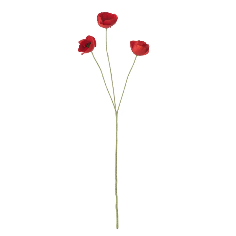 J-Line bloem Klaproos - textiel - donkerrood - 6 stuks