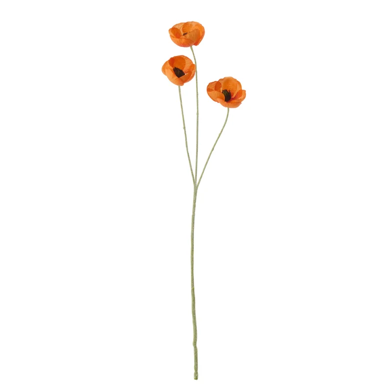 J-Line bloem Klaproos - textiel - oranje - 6 stuks