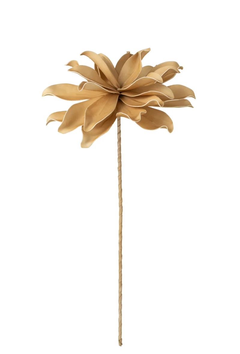 J-Line bloem 1 kop Eva - kunststof - naturel/geel